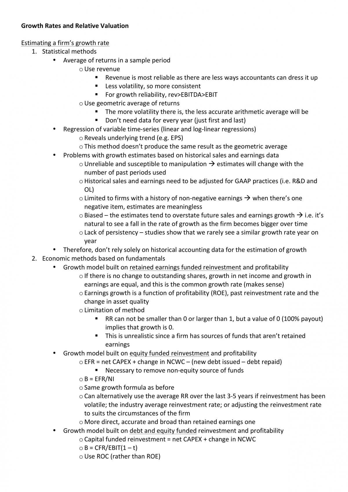 FINS3641 Final Exam Notes - Page 1