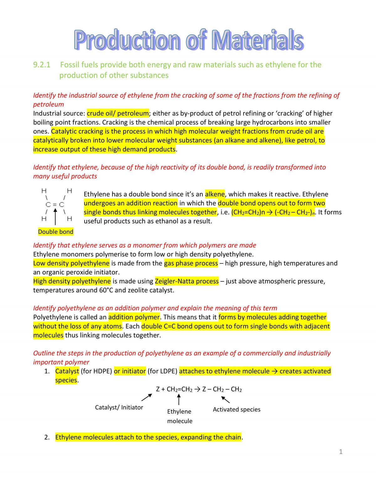 HSC Chemistry Notes - Page 1