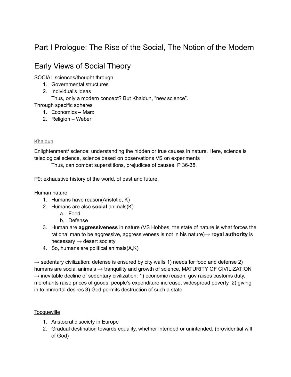 Yale-NUS College Common Curriculum course Modern Social Thought - complete study notes - Page 1