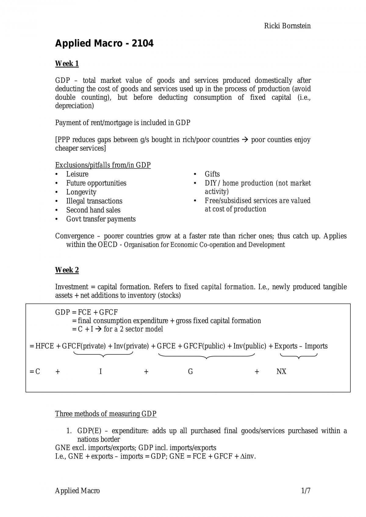Aplied Macro Course Summary - Page 1