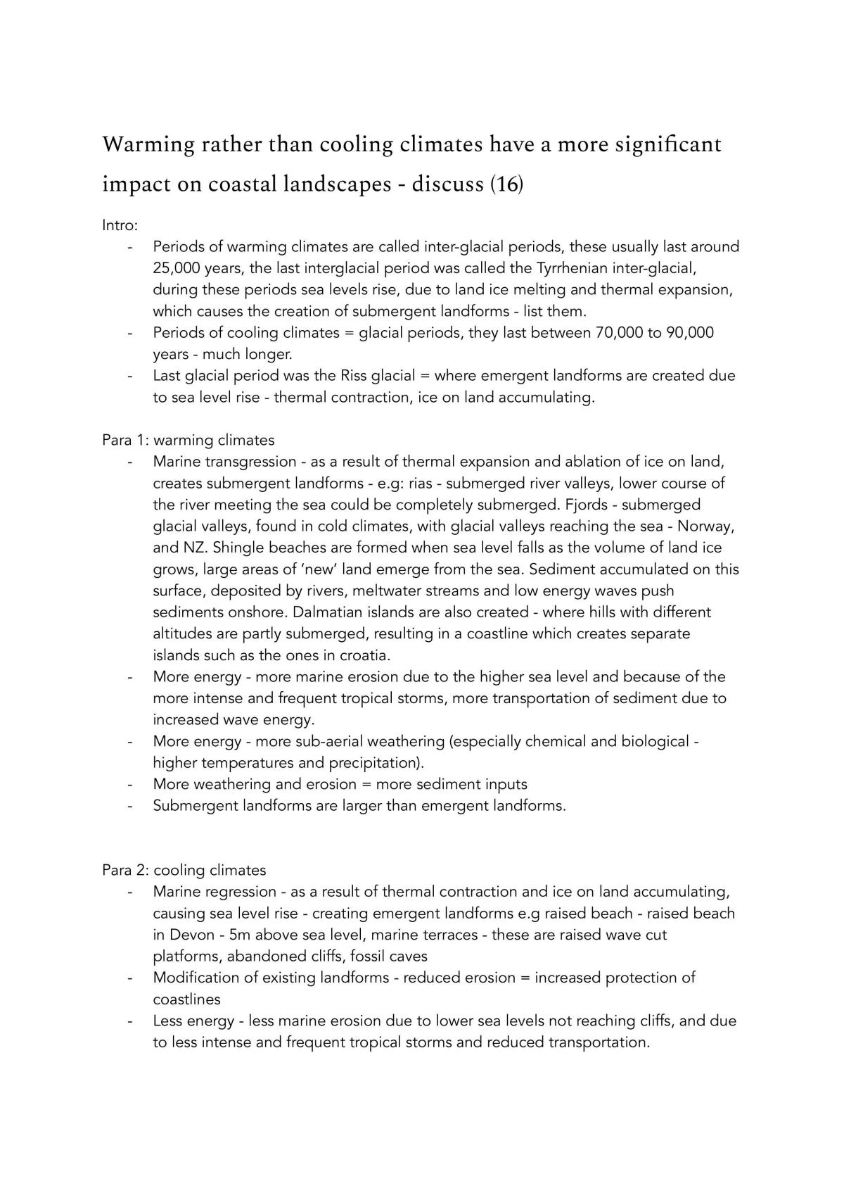 Geography ELSS and Coasts study notes. - Page 1