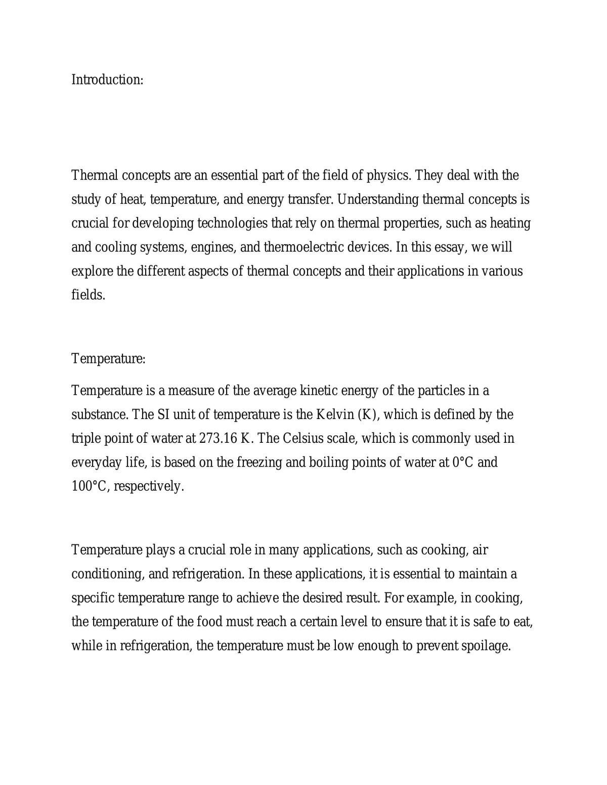 Essay on thermal concepts - Page 1