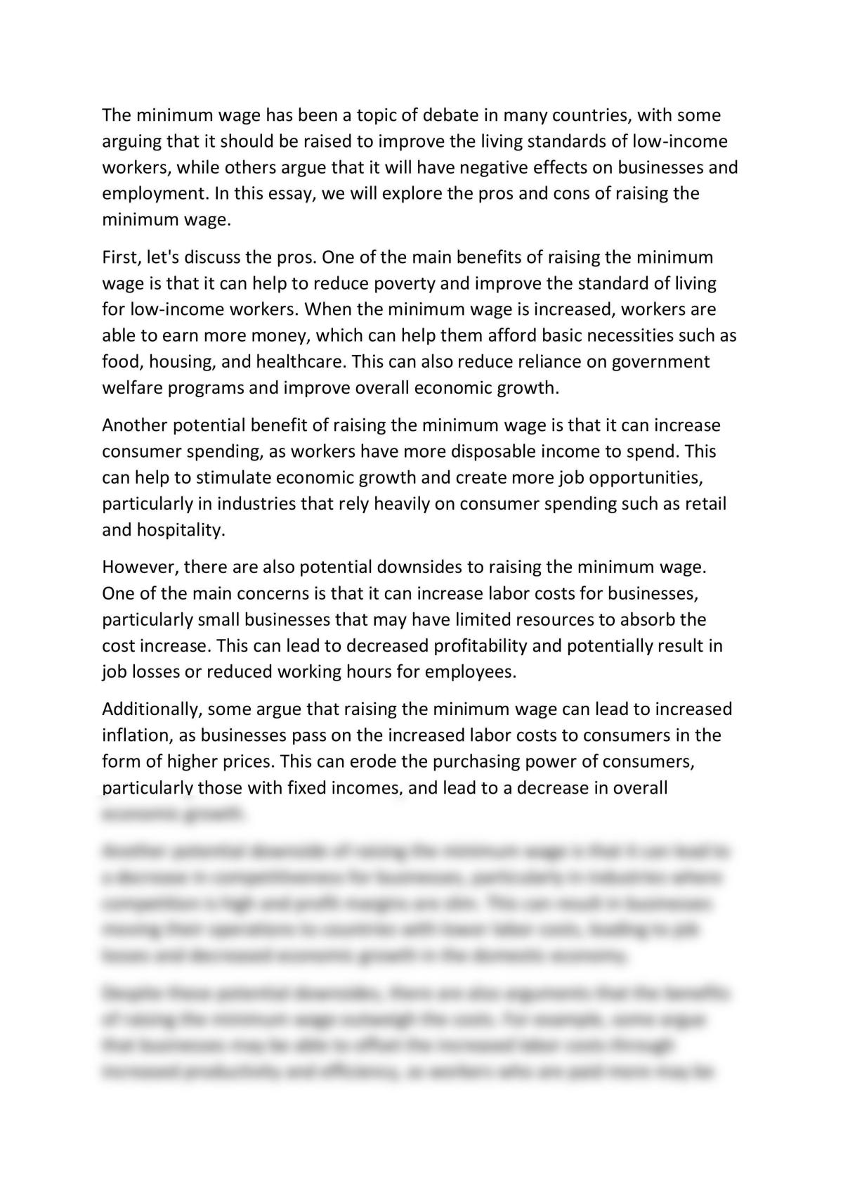 Positive and negative impacts of the introduction of a minimum wage - Page 1