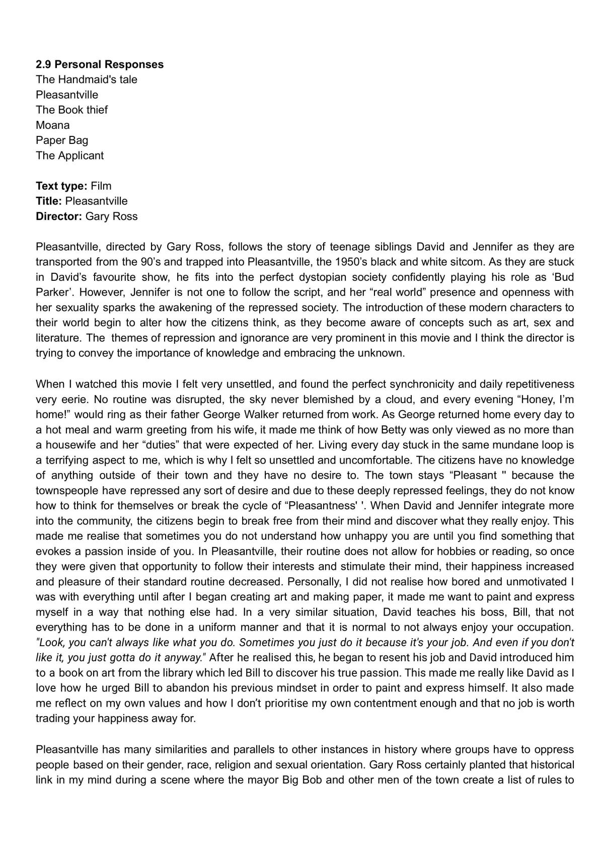 2.9 Personal Responses  - Page 1