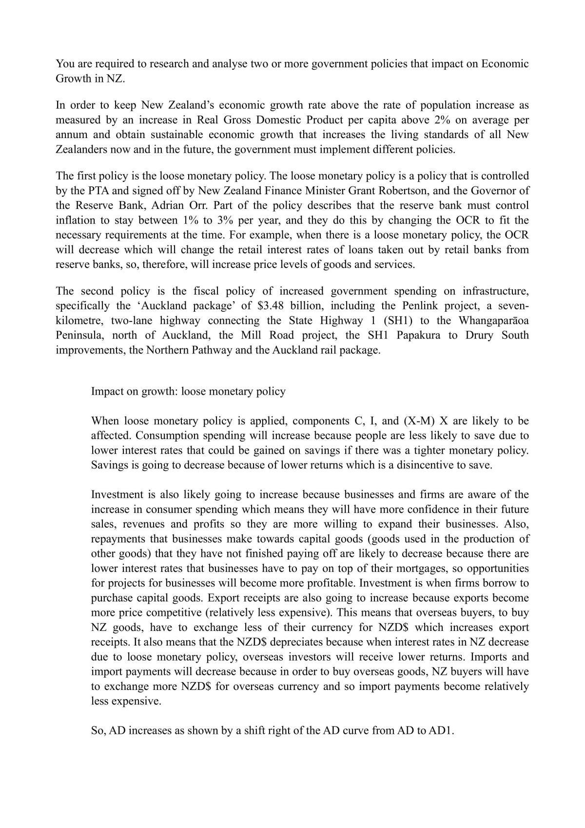 Economics - annotated exemplars level 2 AS91227 - Page 1