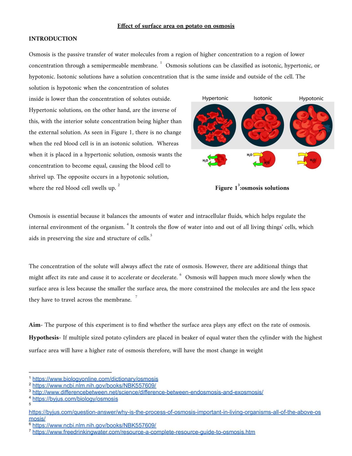 Effect of surface area on potato on osmosis - Page 1
