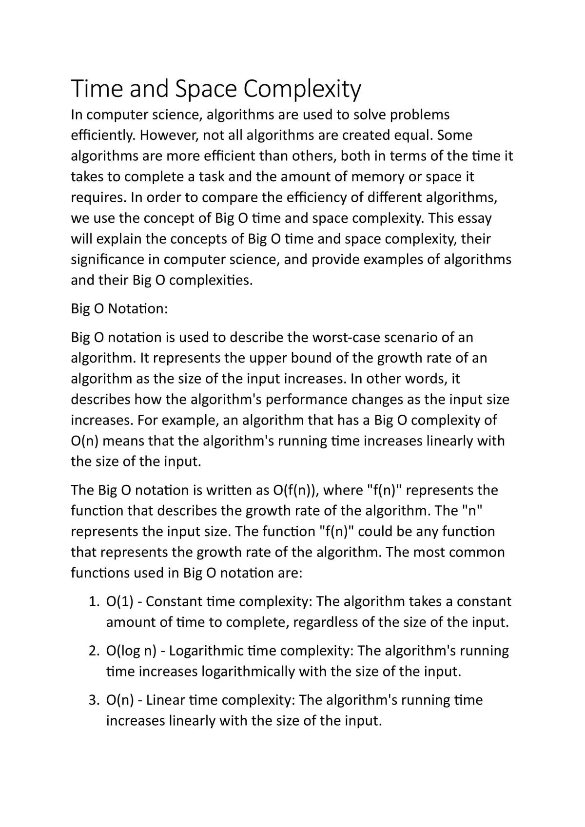 Time and Space Complexity Essay - Page 1