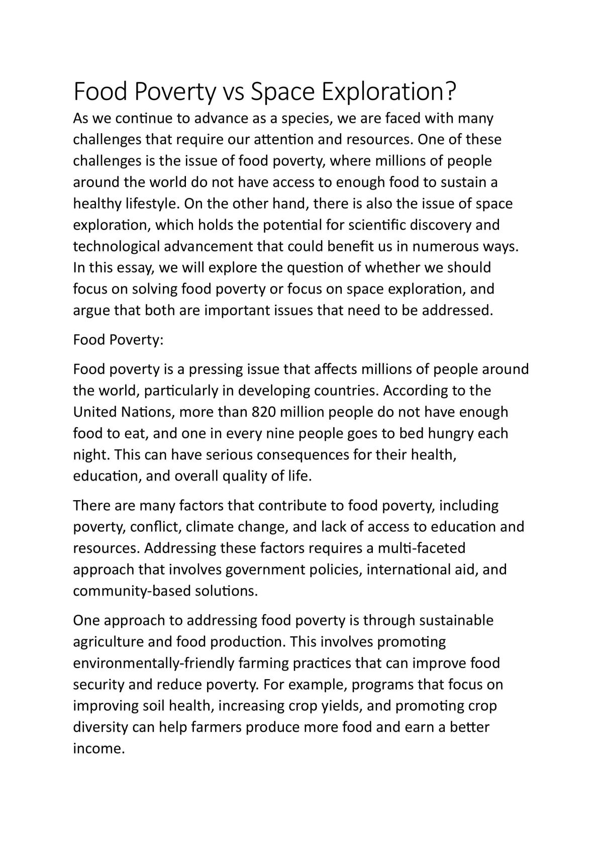 Should we solve food poverty or focus on space exploration? - Page 1