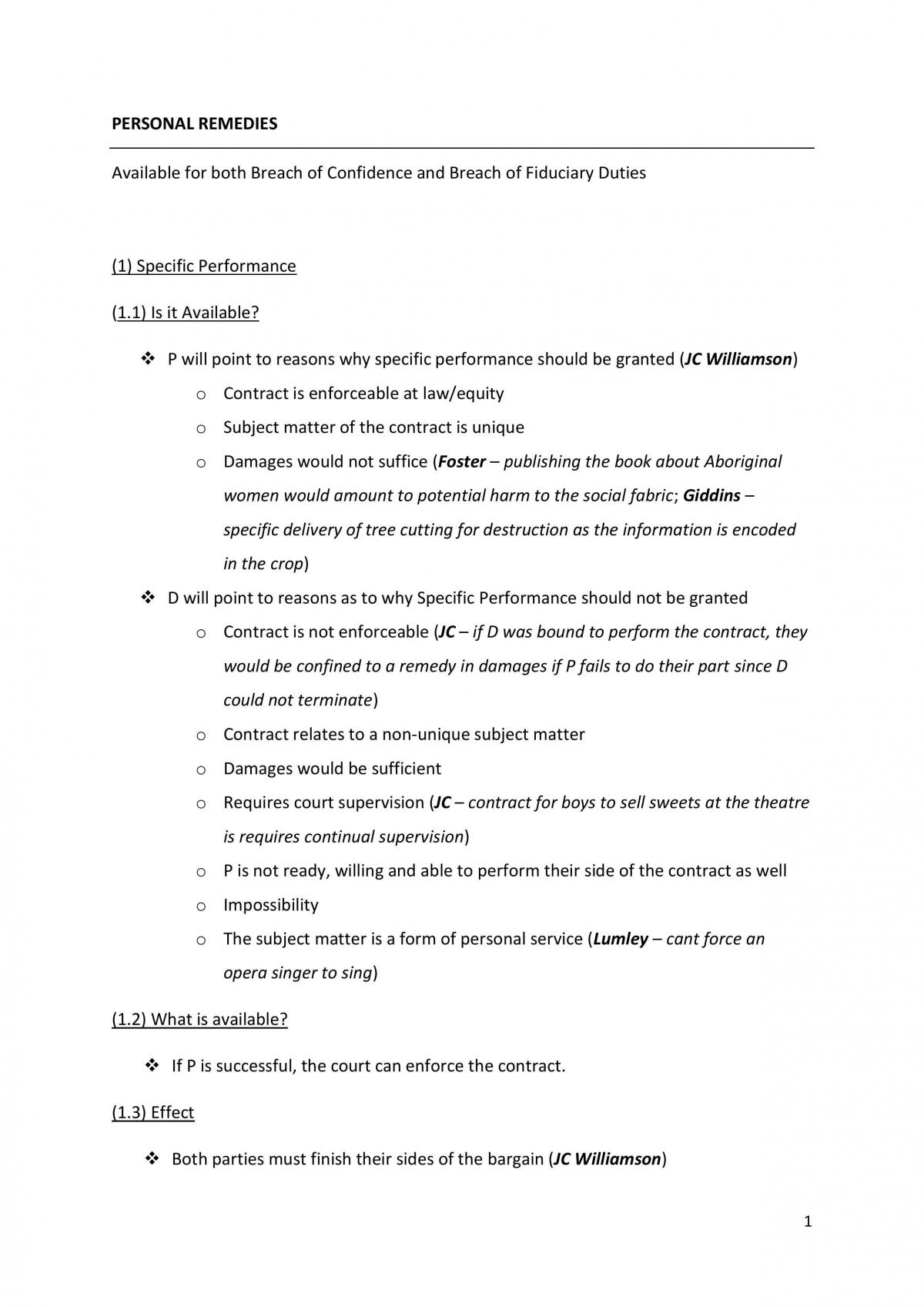 Personal Remedies Notes - Page 1