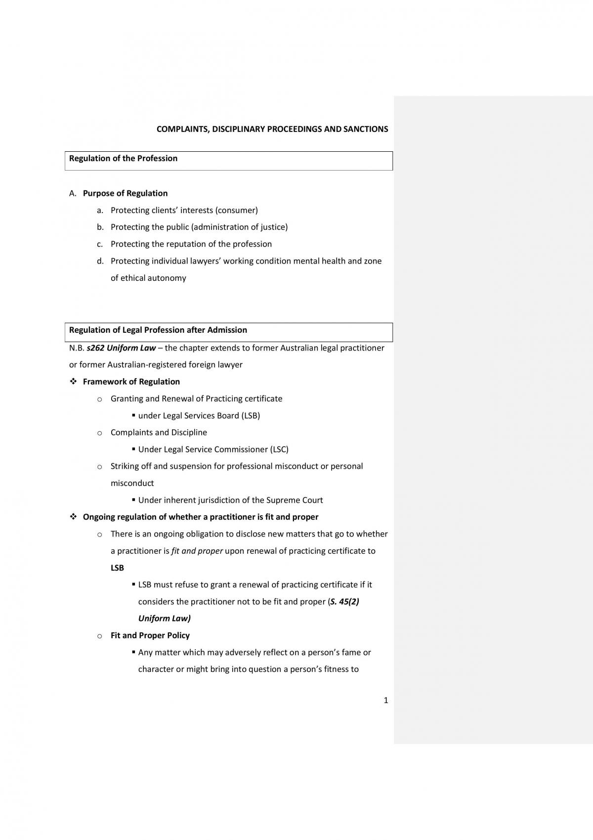 Disciplinary Proceedings and Sanctions - Page 1