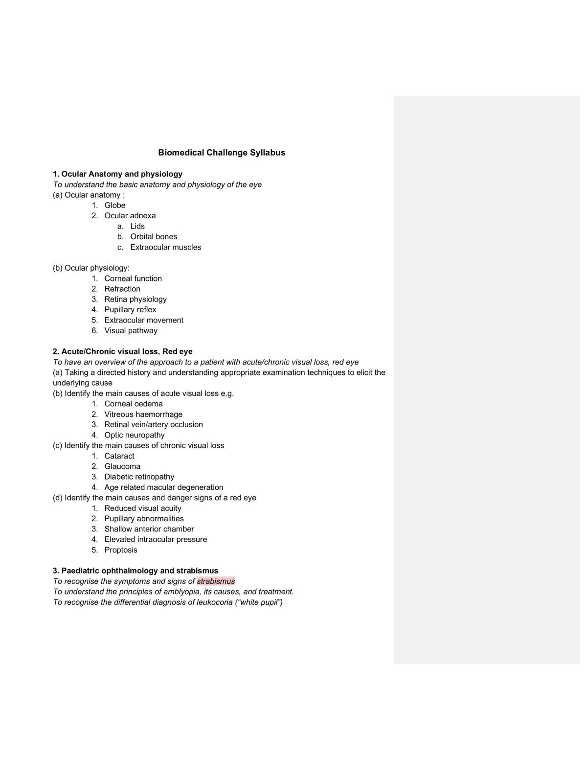 Biomedical Challenge Syllabus - Page 1