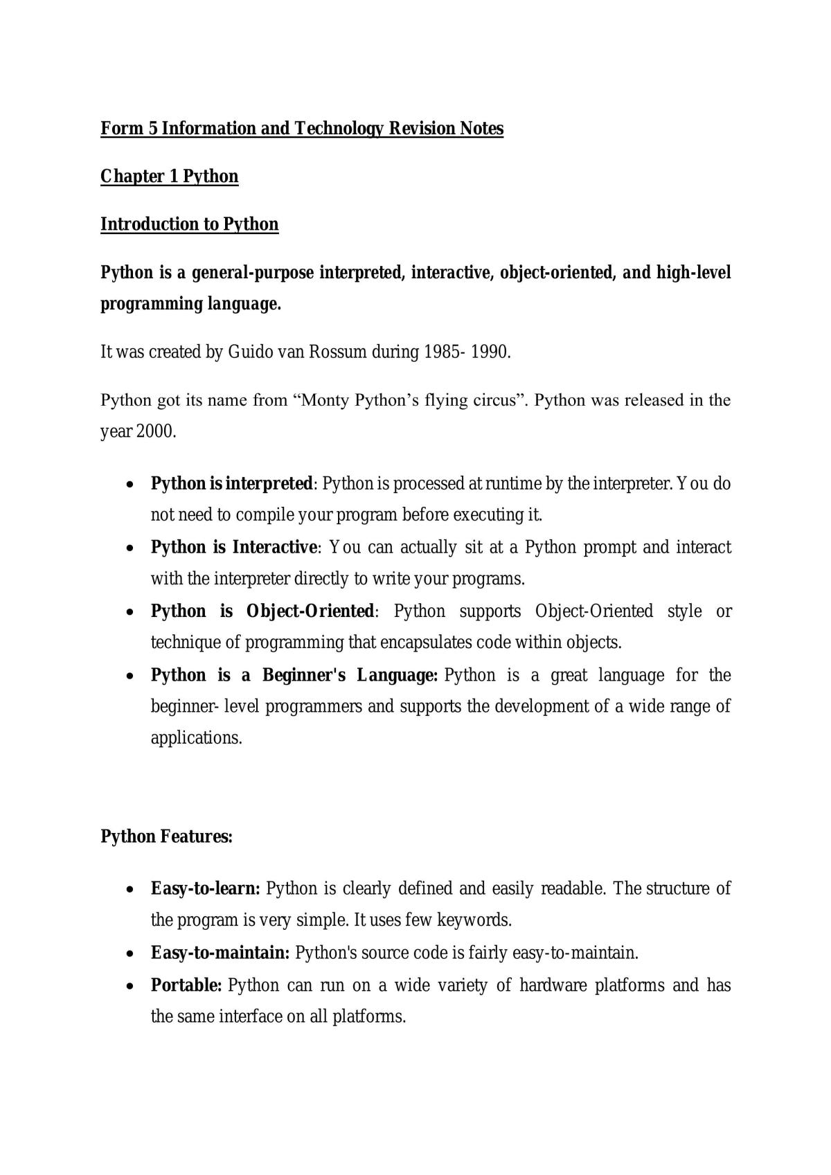 Information and Communication Technology Form 5 Revision Notes - Page 1