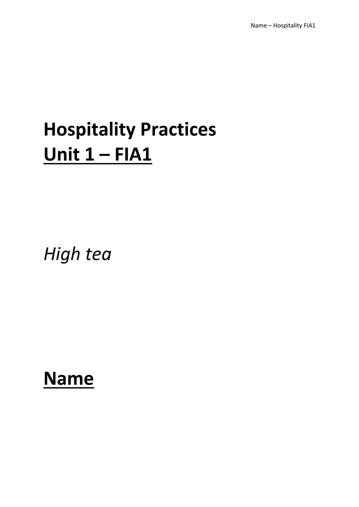 Hospitality practices IA1 project - Page 1