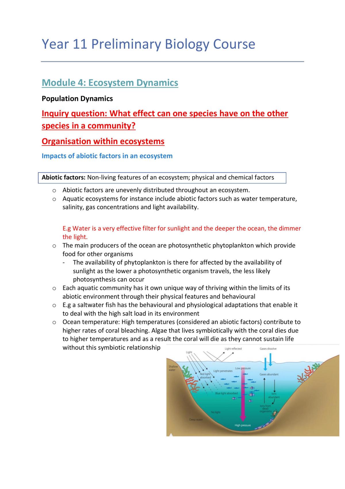 Year 11 Biology Module 4 Complete Notes - Page 1