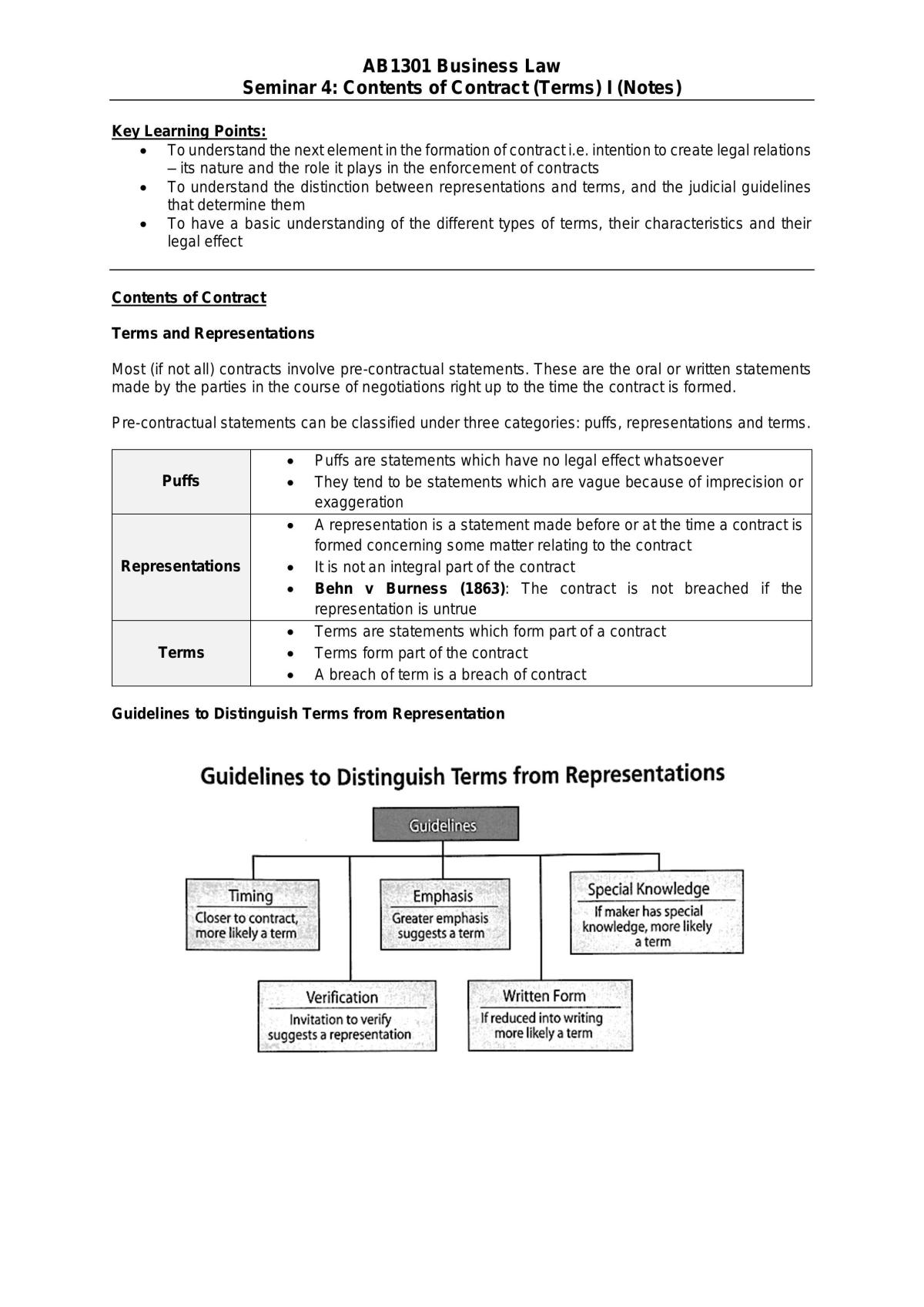 Contents of Contract (Terms) - Page 1