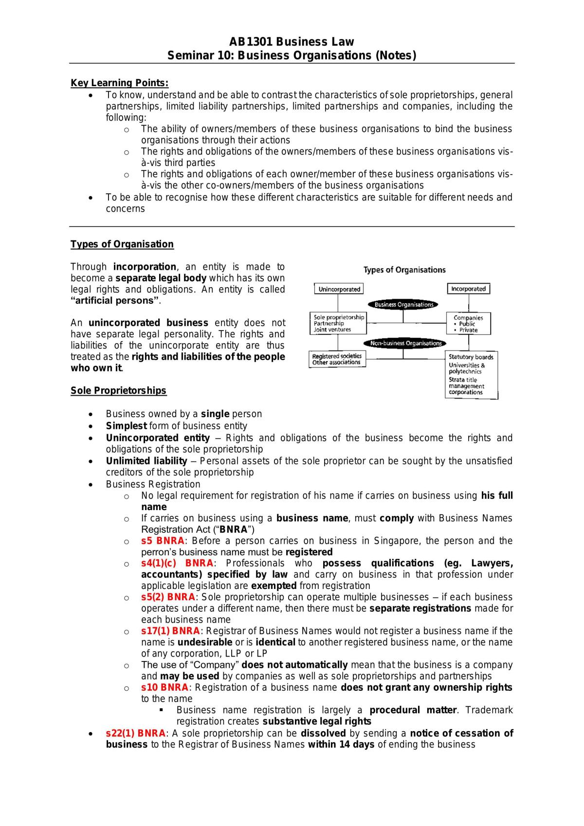 Business Organisation - Page 1