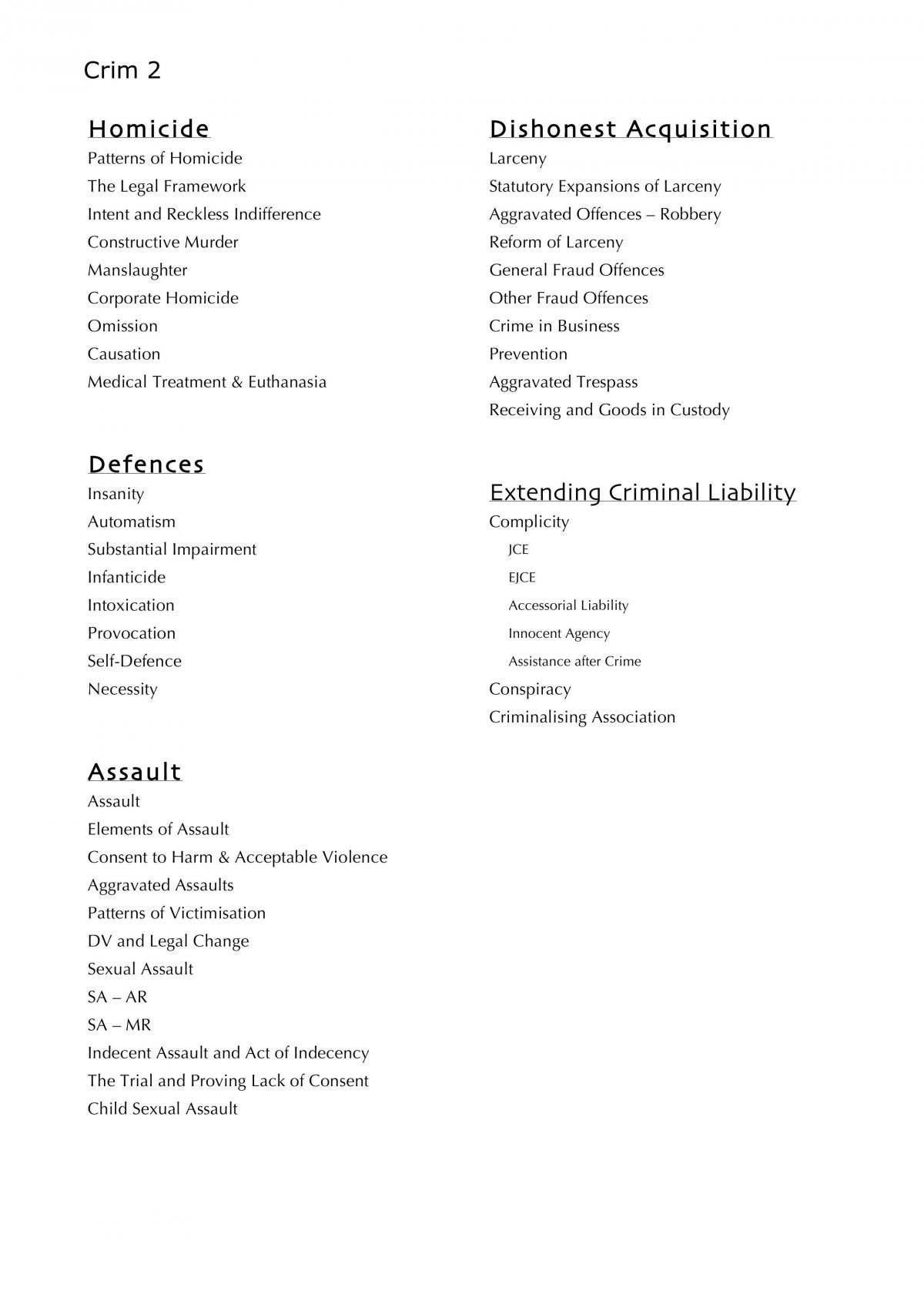 Full Notes - Crime and Criminal Process - Page 1