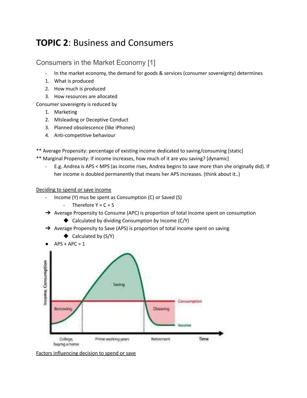 [Preliminary Topic 2 FULL Notes] Business and Consumers  - Page 1