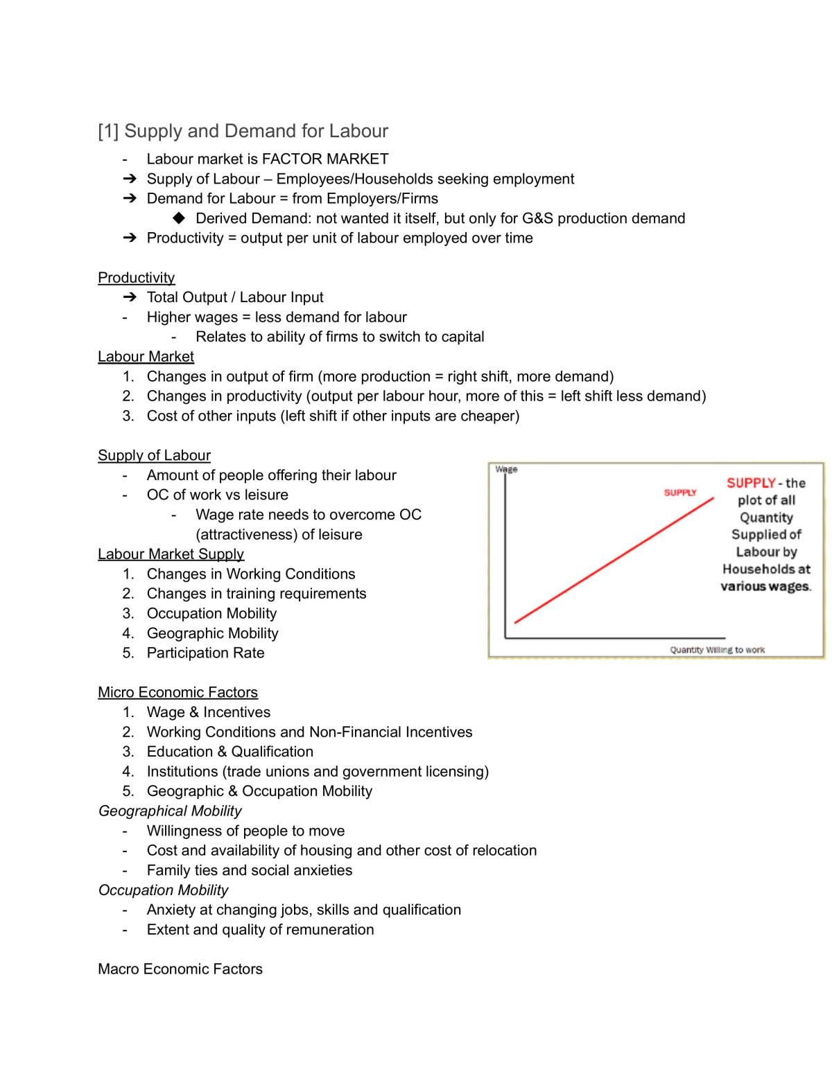 [Preliminary Topic 4 FULL Notes] Labour Markets - Page 1