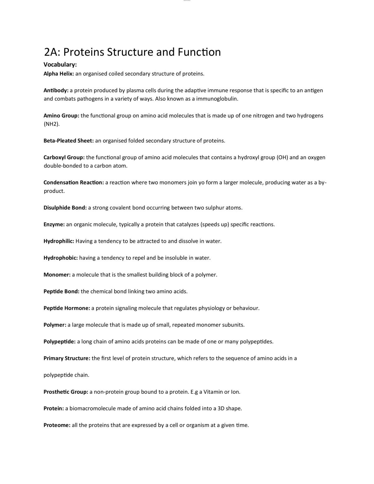 VCE unit 3/4 2022 Bio chapter 2 Full complete study notes - Page 1
