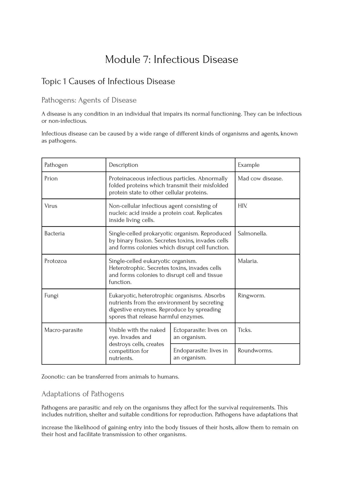 Module 7: Infectious Disease - Page 1