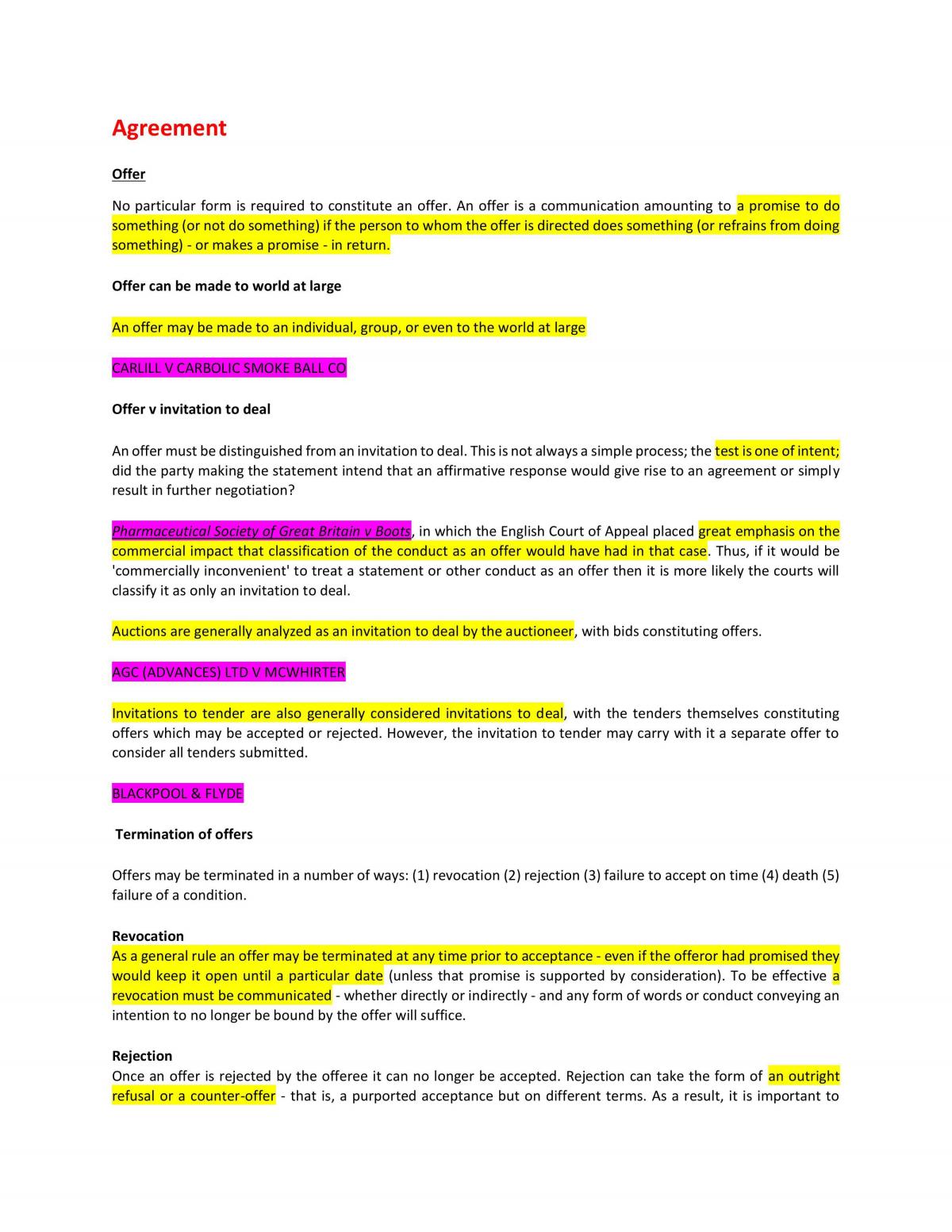 Contract A Notes - Page 1