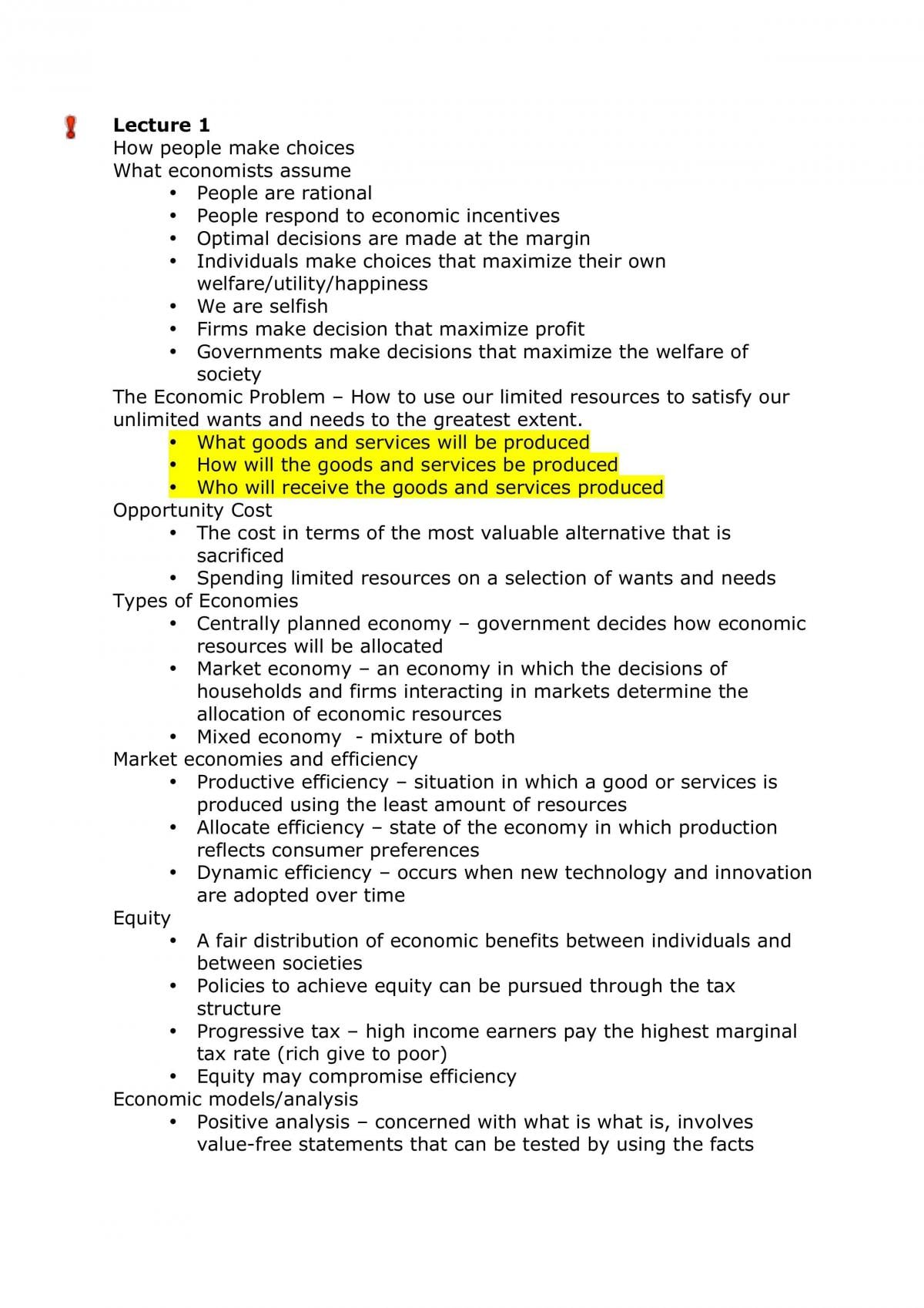 BSB113 Economic Study Notes  - Page 1