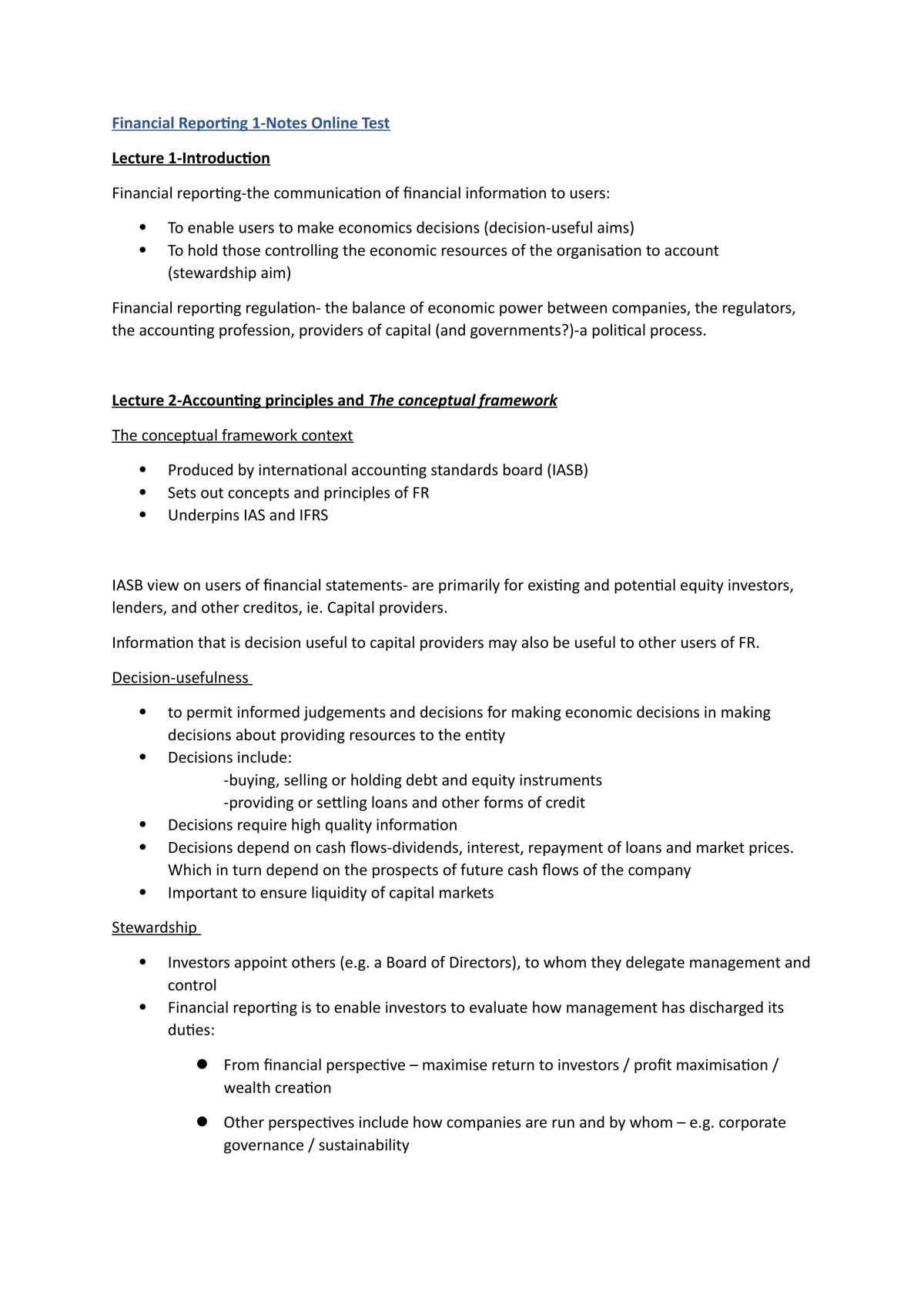 Financial Reporting 1 Notes - Page 1