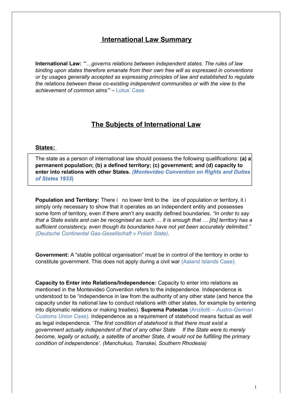 International Law Study Notes - Page 1