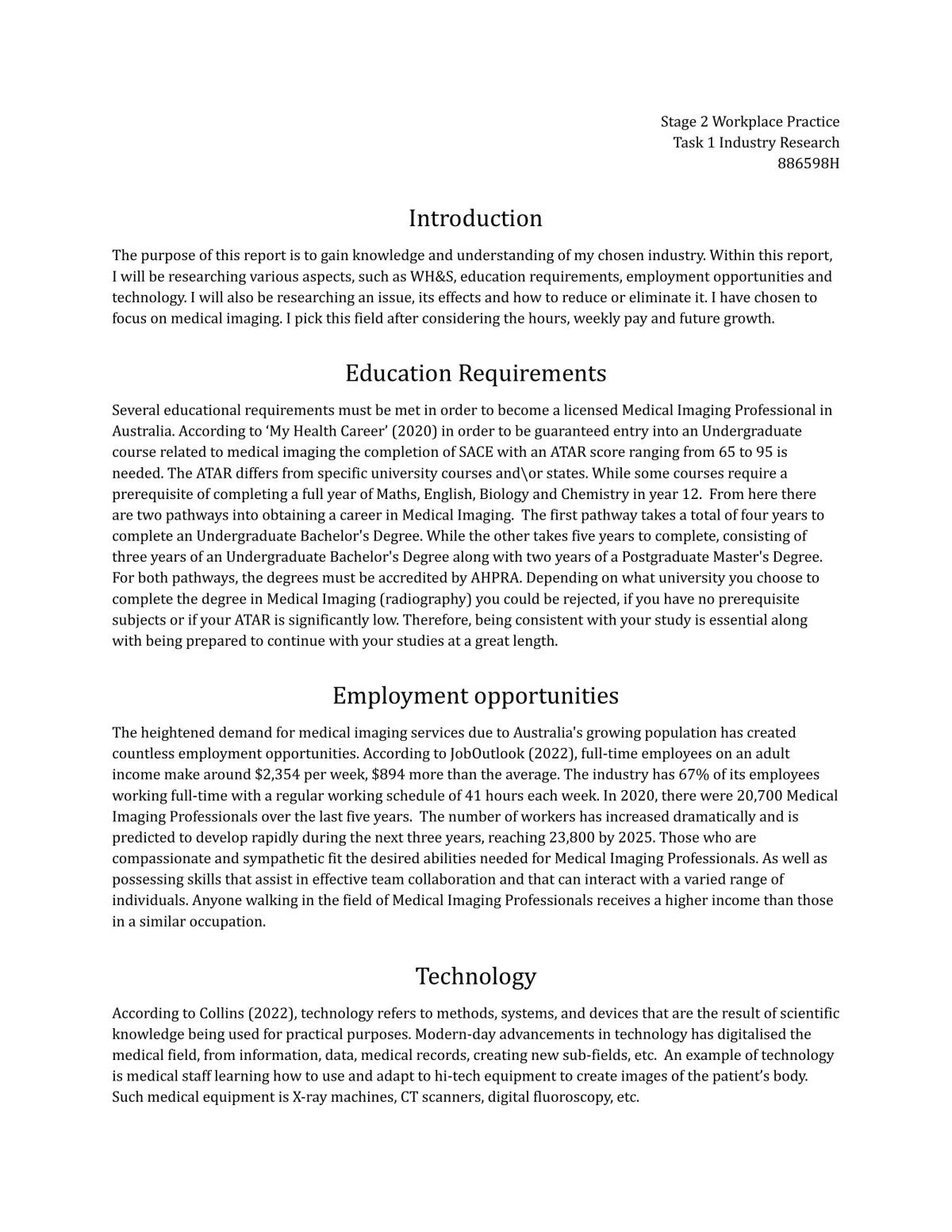 Task 1 Industry Research  - Page 1