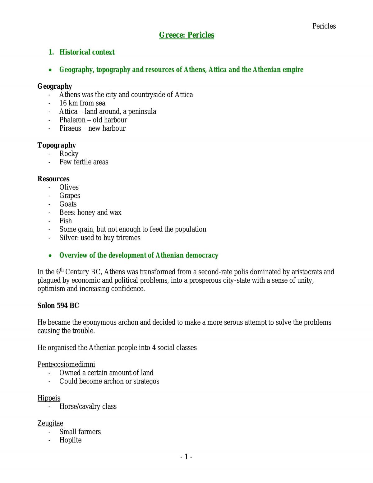 Pericles Notes - Page 1