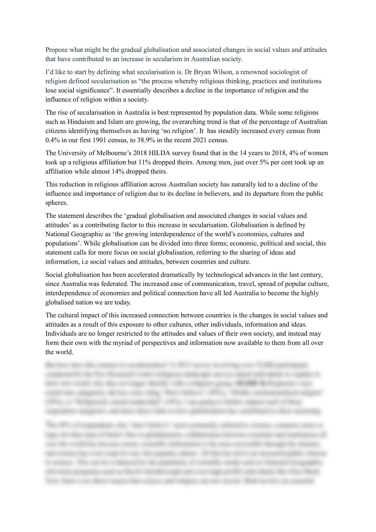 Speech on the increased secularisation of Australian society.  - Page 1
