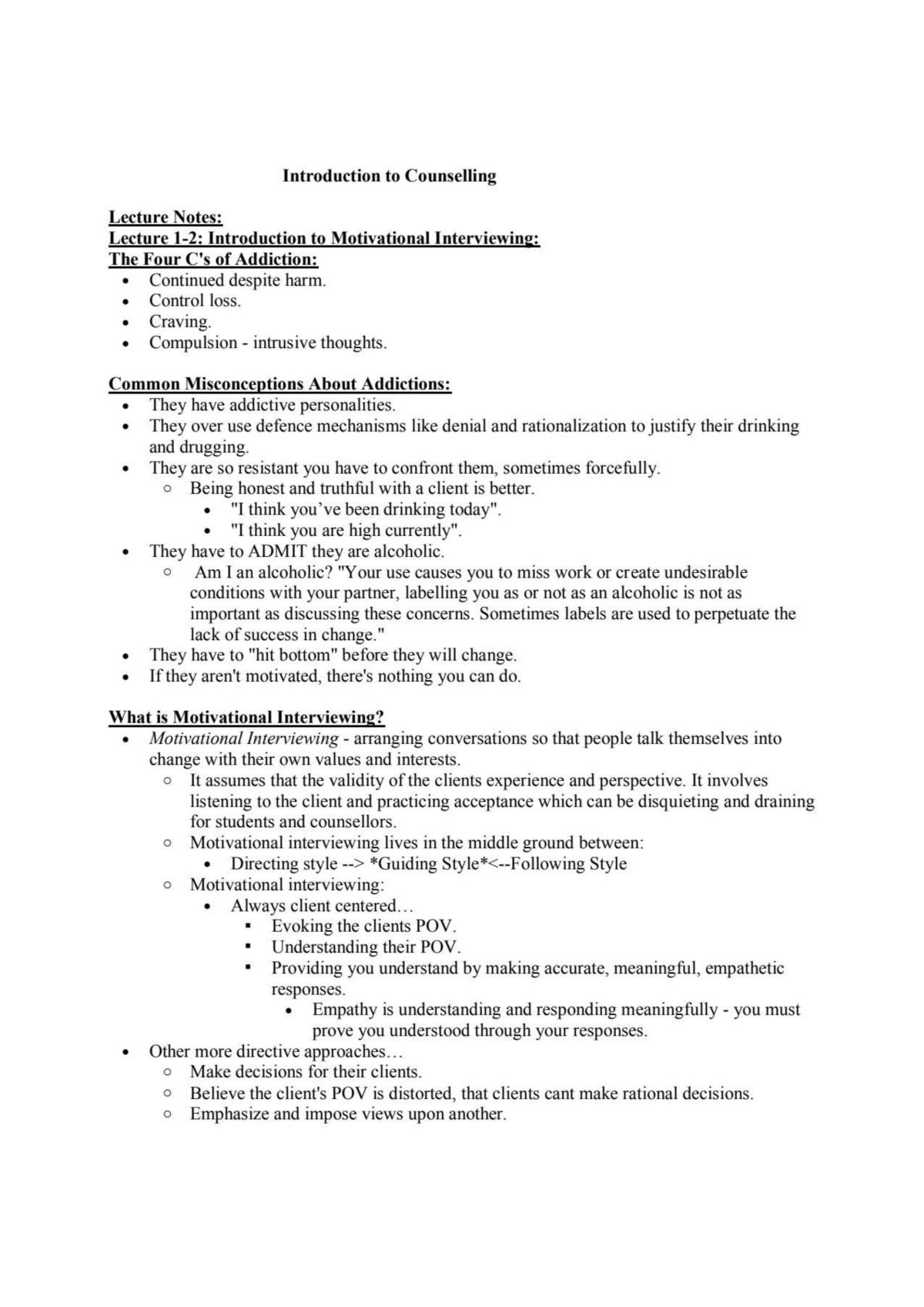 Introduction to Counselling Notes - Page 1