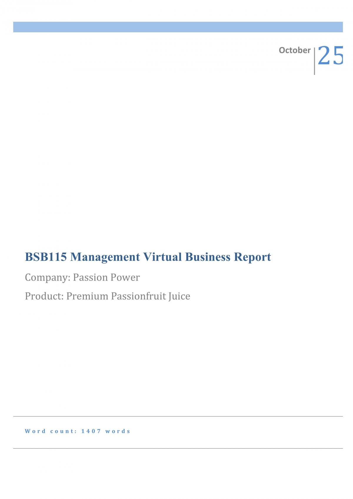 Virtual Business Report  - Page 1
