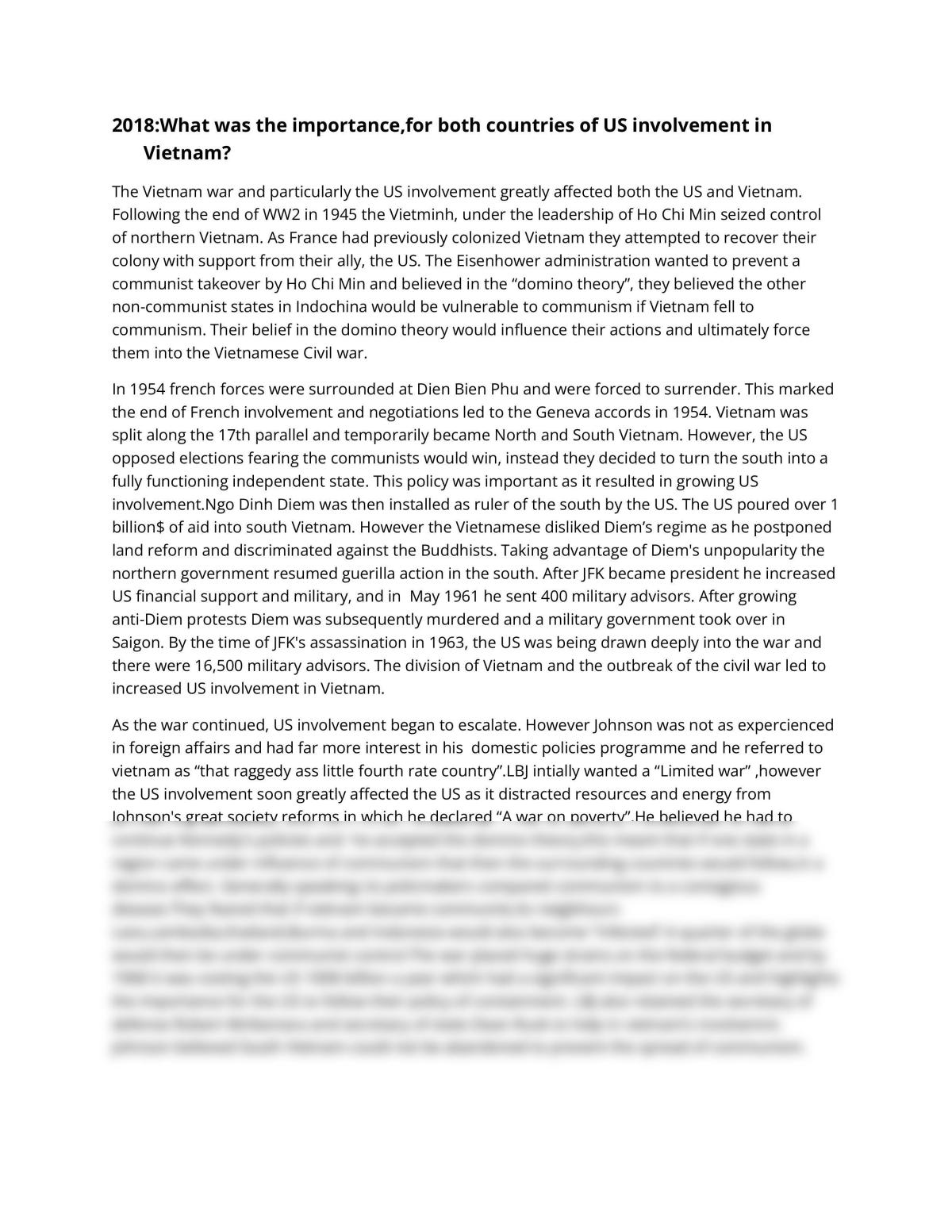 Importance for both countries of US involvement in vietnam? - Page 1