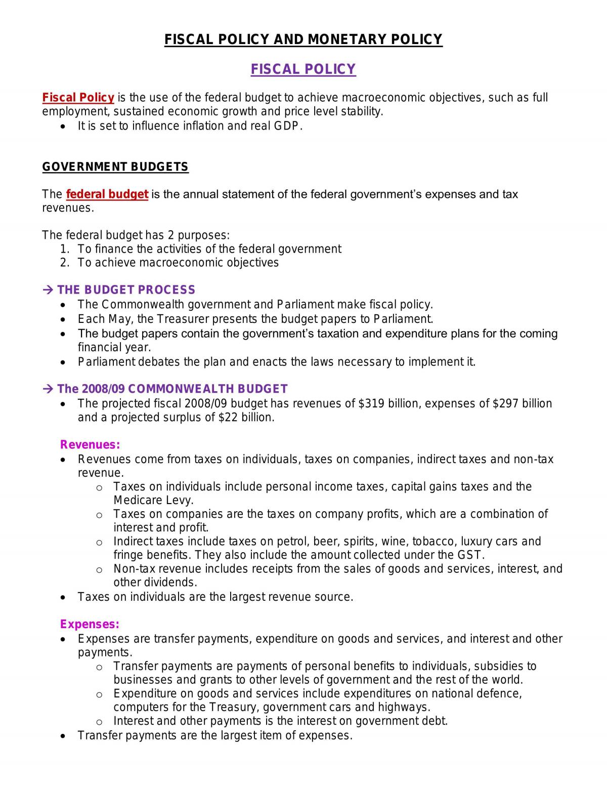 Macroeconomics Study Notes - Page 1