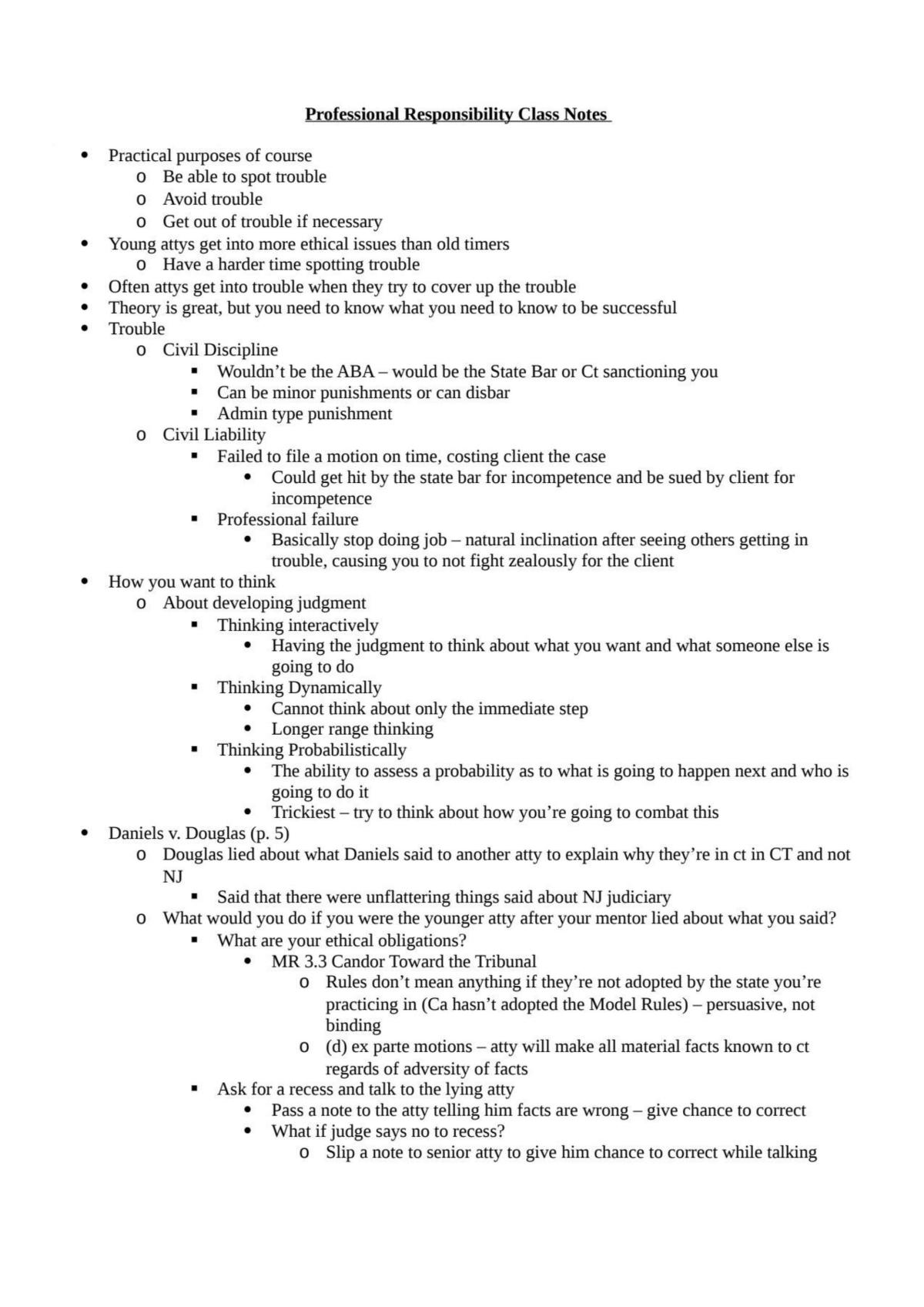 Professional Responsibility Notes - Page 1