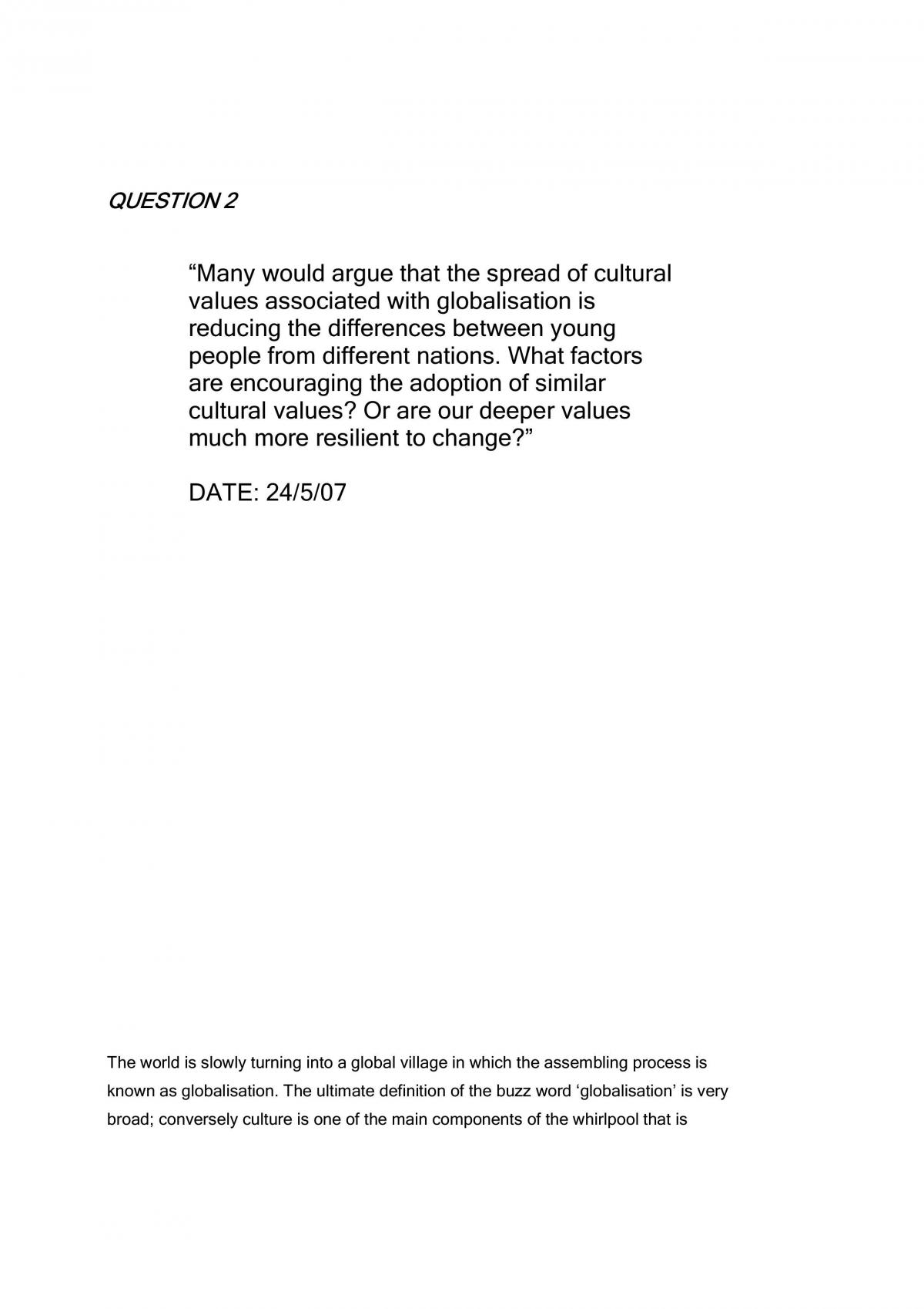 Globalisation Essay - Page 1