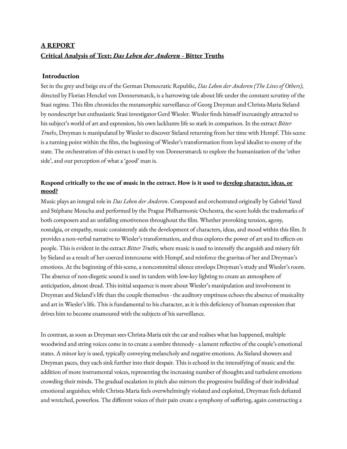 Lives of Others Notes  - Page 1