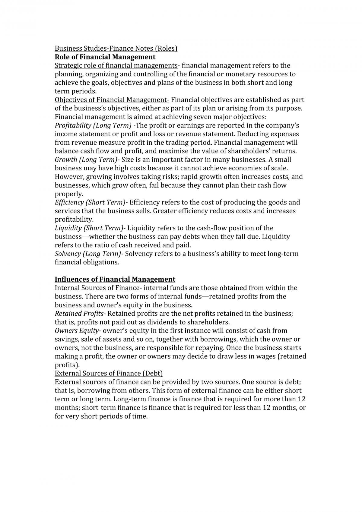 Finance Notes - Page 1