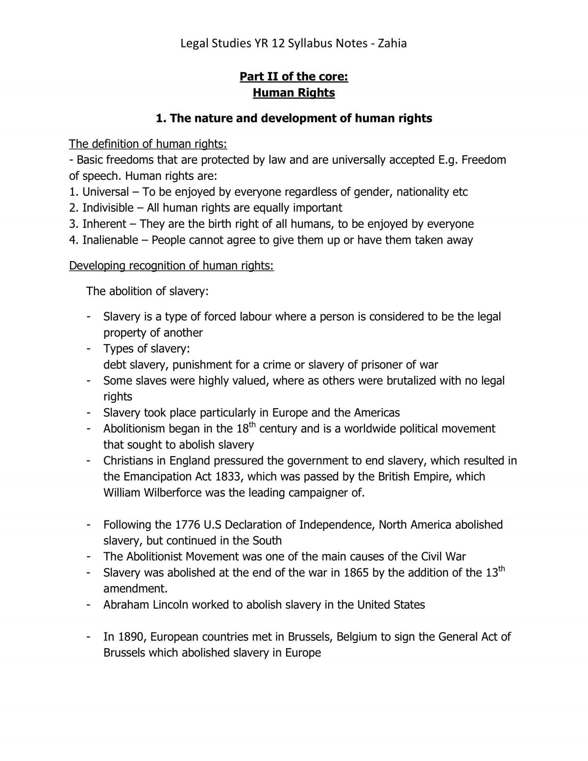 Concise Legal Studies Human Rights Notes   - Page 1