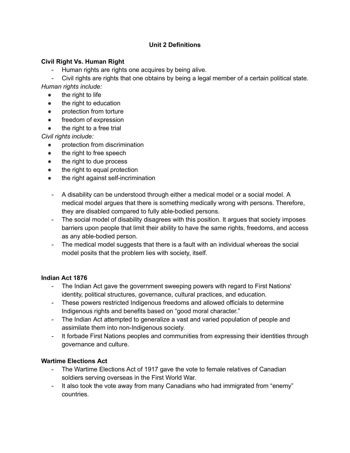 Unit 2 Study Notes - Page 1