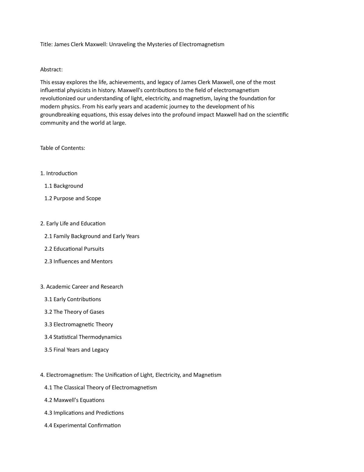 Essay on James clerk maxwell - Page 1
