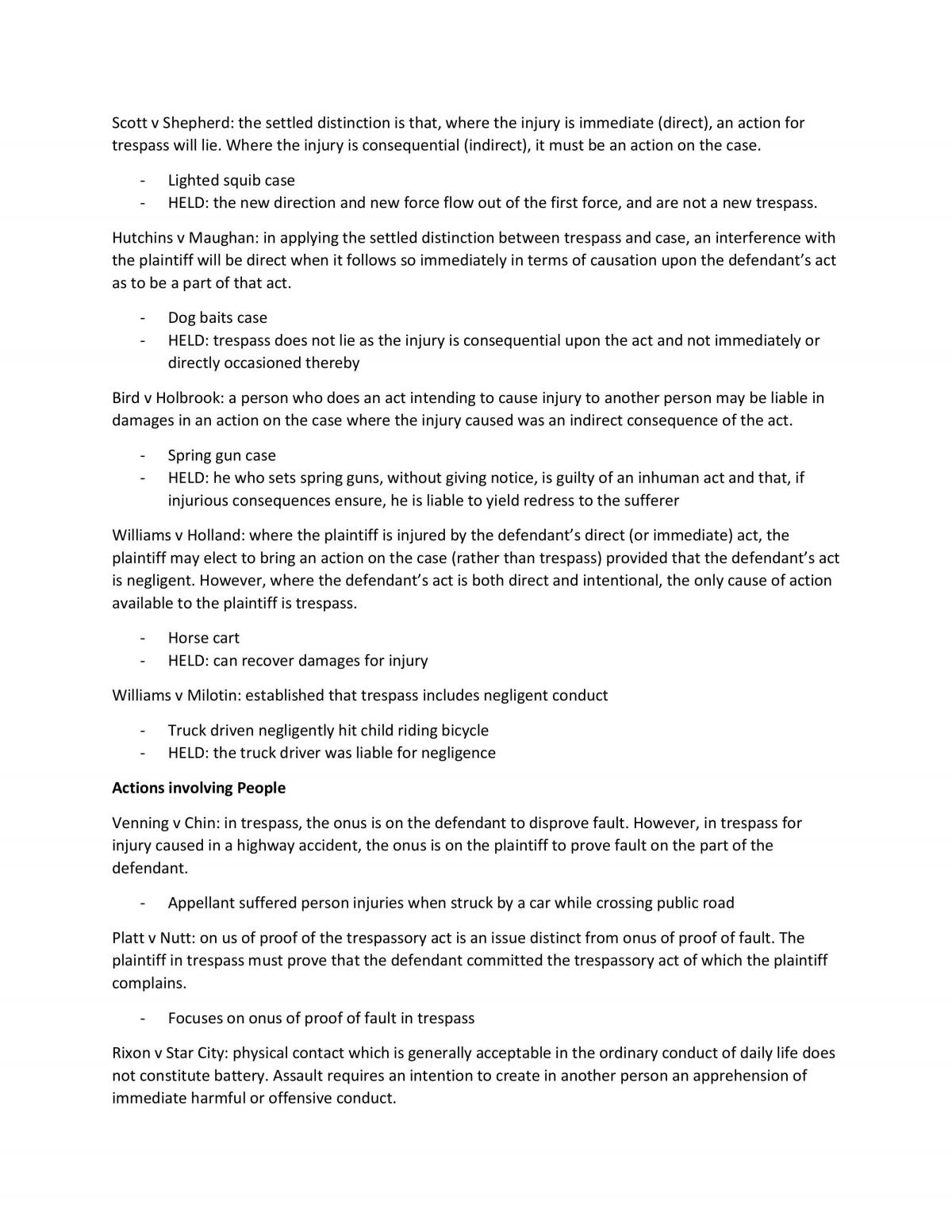 Summary of Torts Cases - Page 1