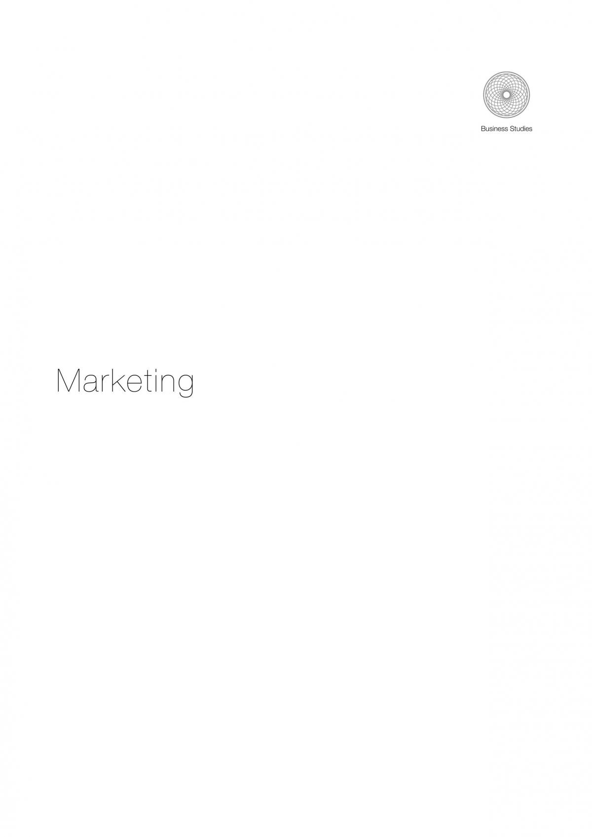 Marketing Topic, Complete Business Studies Notes - Page 1