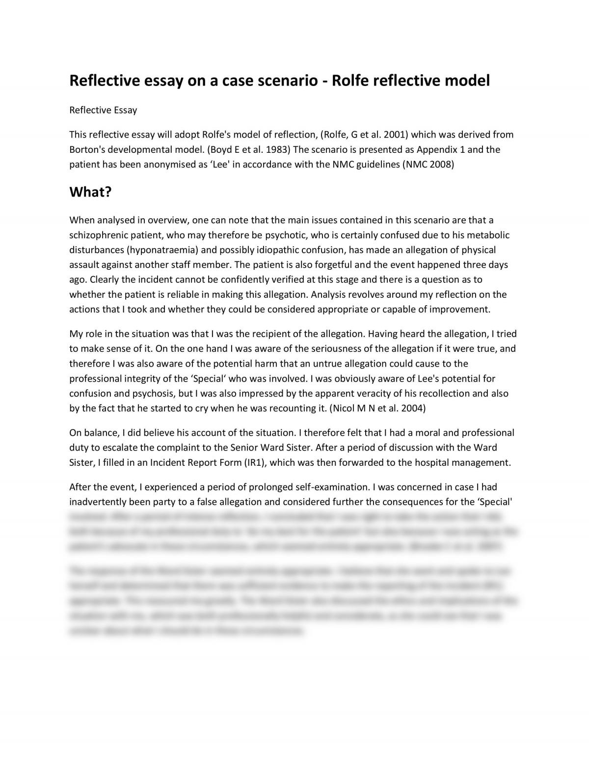 reflective essay health and social care