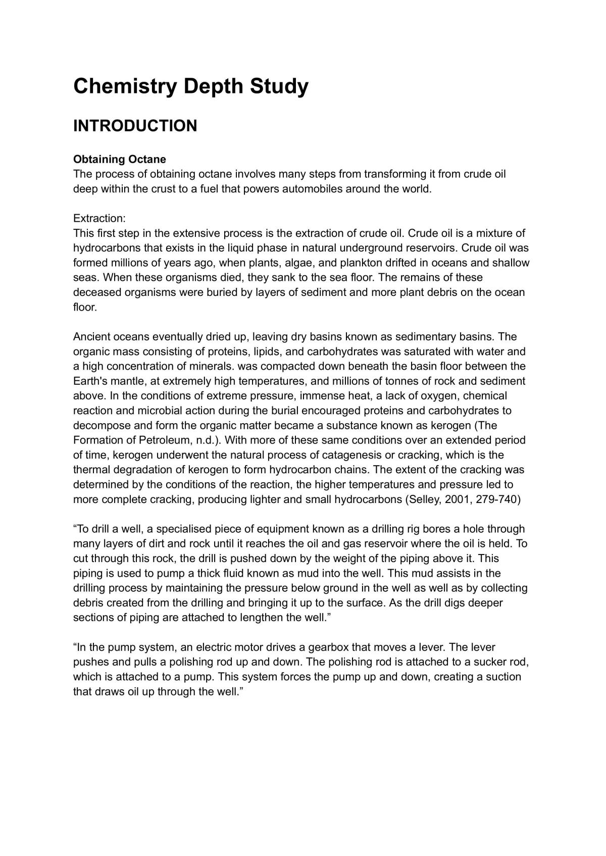 Hydrocarbons Depth Study - Page 1