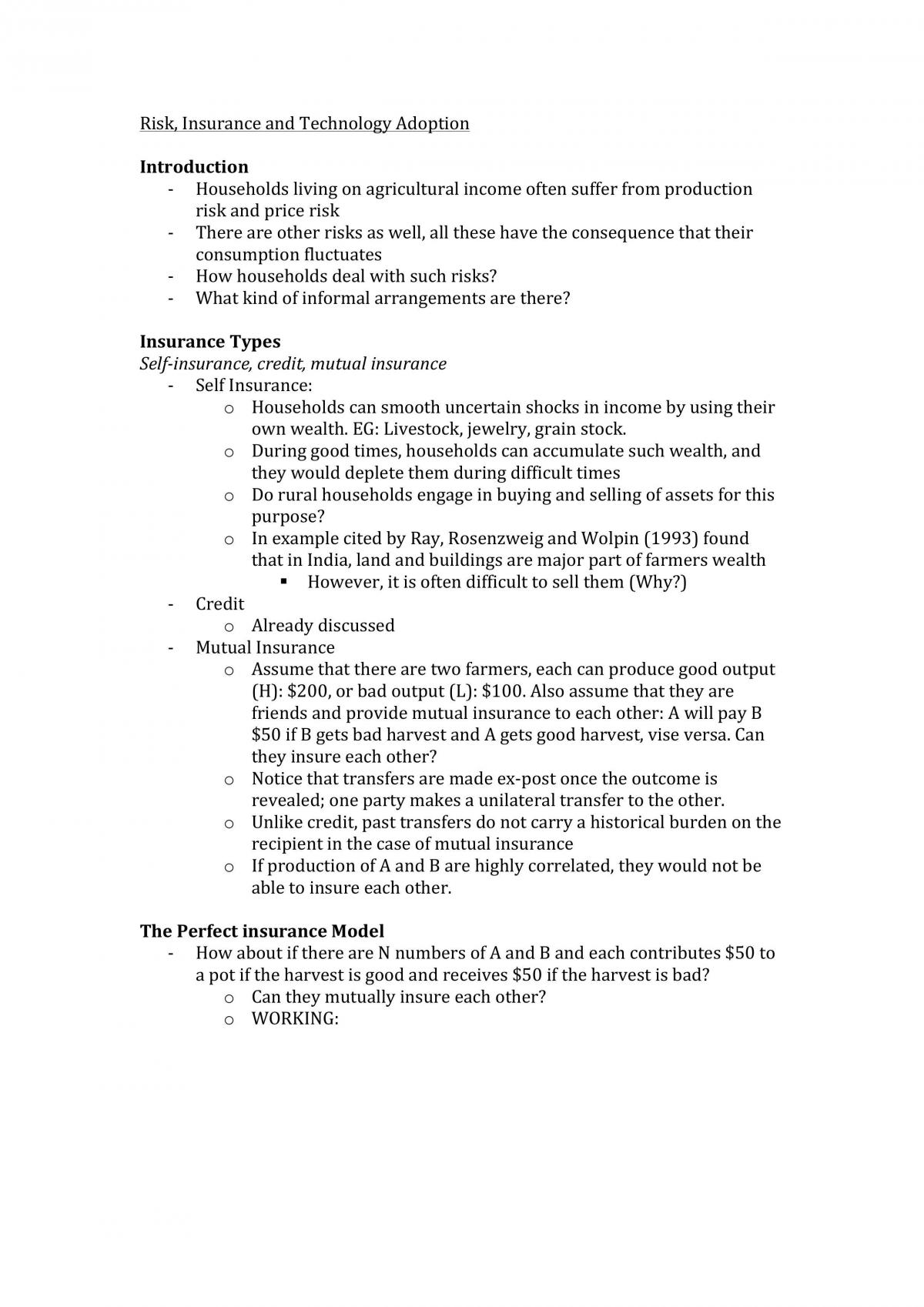 ECOS3002: Development Economics Notes from Lectures and Textbook - Page 1