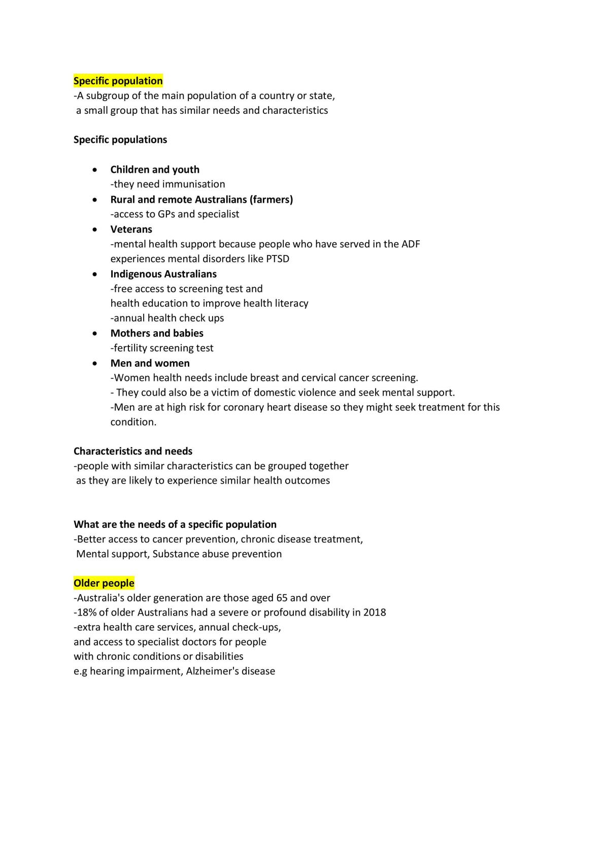 Health studies topic test notes - Page 1