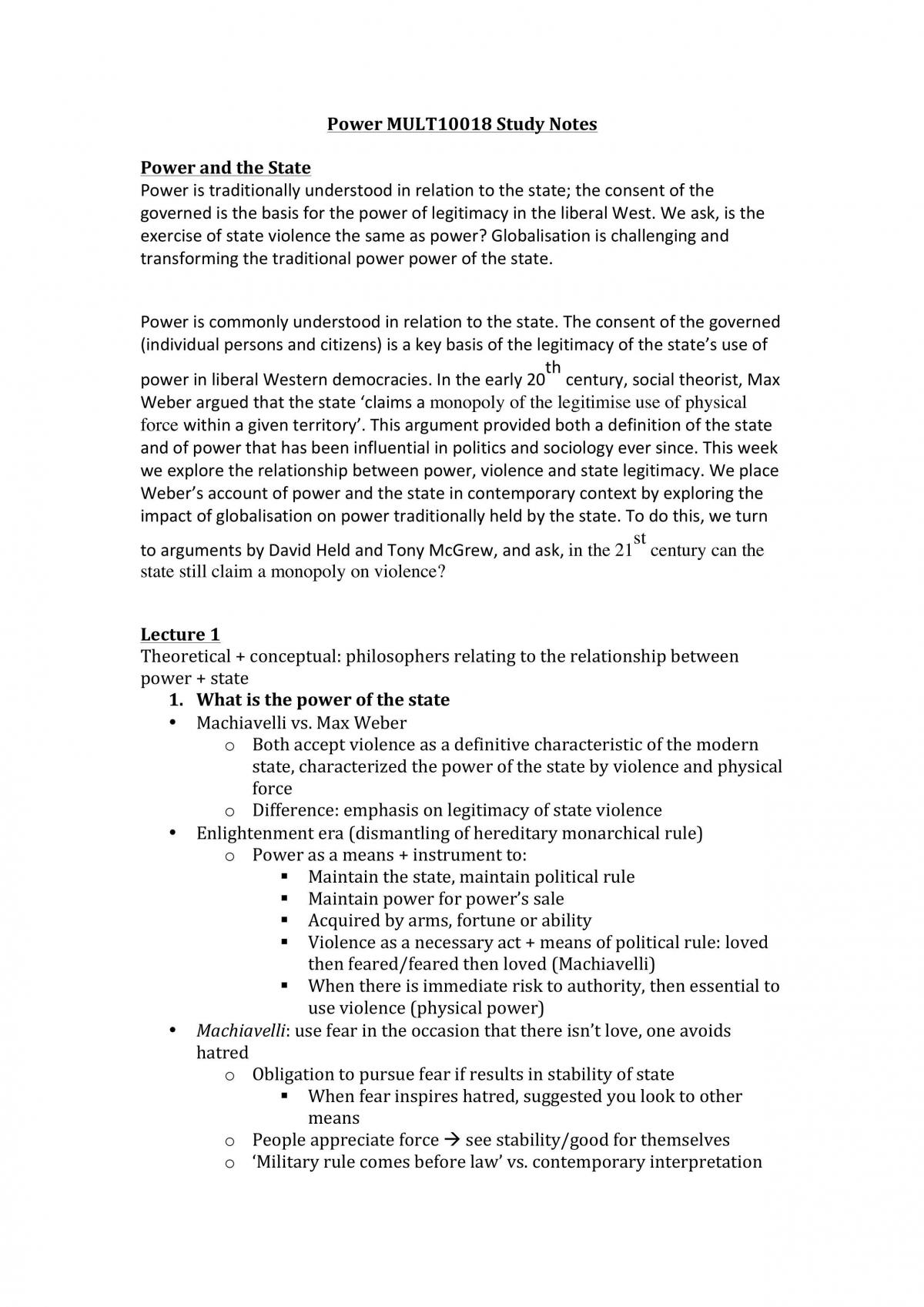 MULT10018 Power Study Notes - Page 1